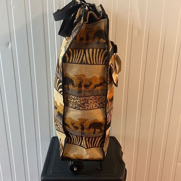 Bovano U.S.A. Animal Safari Print Tapestry Rolling Bag Travel Carry On New w/Tag - Picture 3 of 14